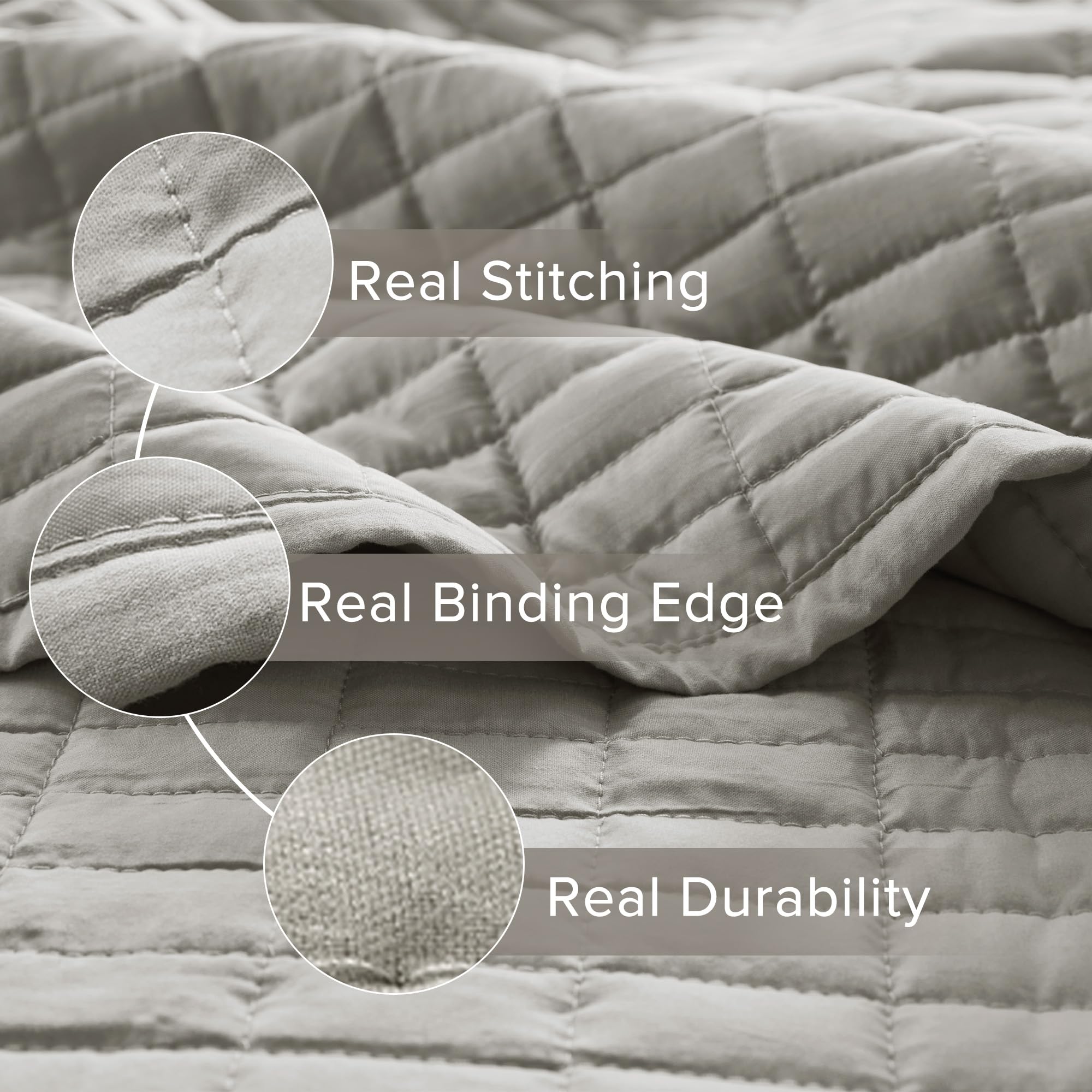 Comfort Spaces All Season, Lightweight, Coverlet Bedspread Bedding, Matching Shams, Microfiber, Grey, Twin/Twin XL(66"x90") - Image 4