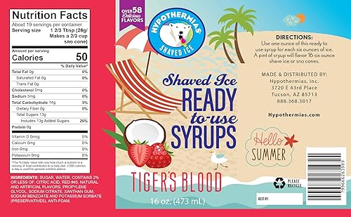 Miniatura 3 de Hypothermias Shaved Ice & Snow Cono Jarabe de 3 unidades, 16 onzas líquidas, frambuesa azul, sangre de tigre, Dreamsicle - Hecho con azúcar de caña