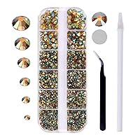 Vista 8 de 3820 diamantes de imitación para arte de uñas, cristales de cristal de 6 tamaños (ss6-ss30), gemas para uñas con parte trasera plana