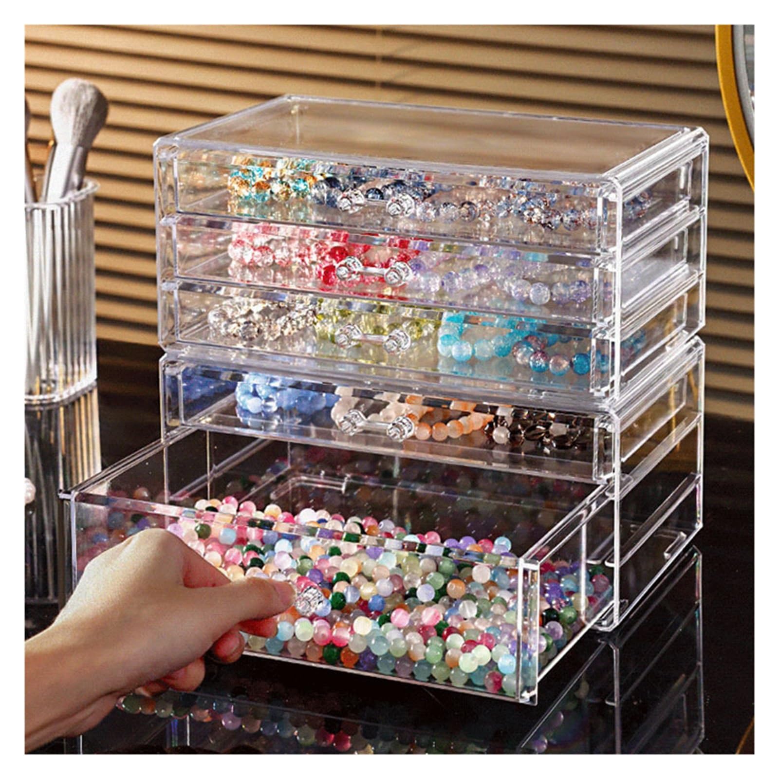 Caja de almacenamiento Cajón escritorio Estante maquillaje joyas transparente(Layer 1)