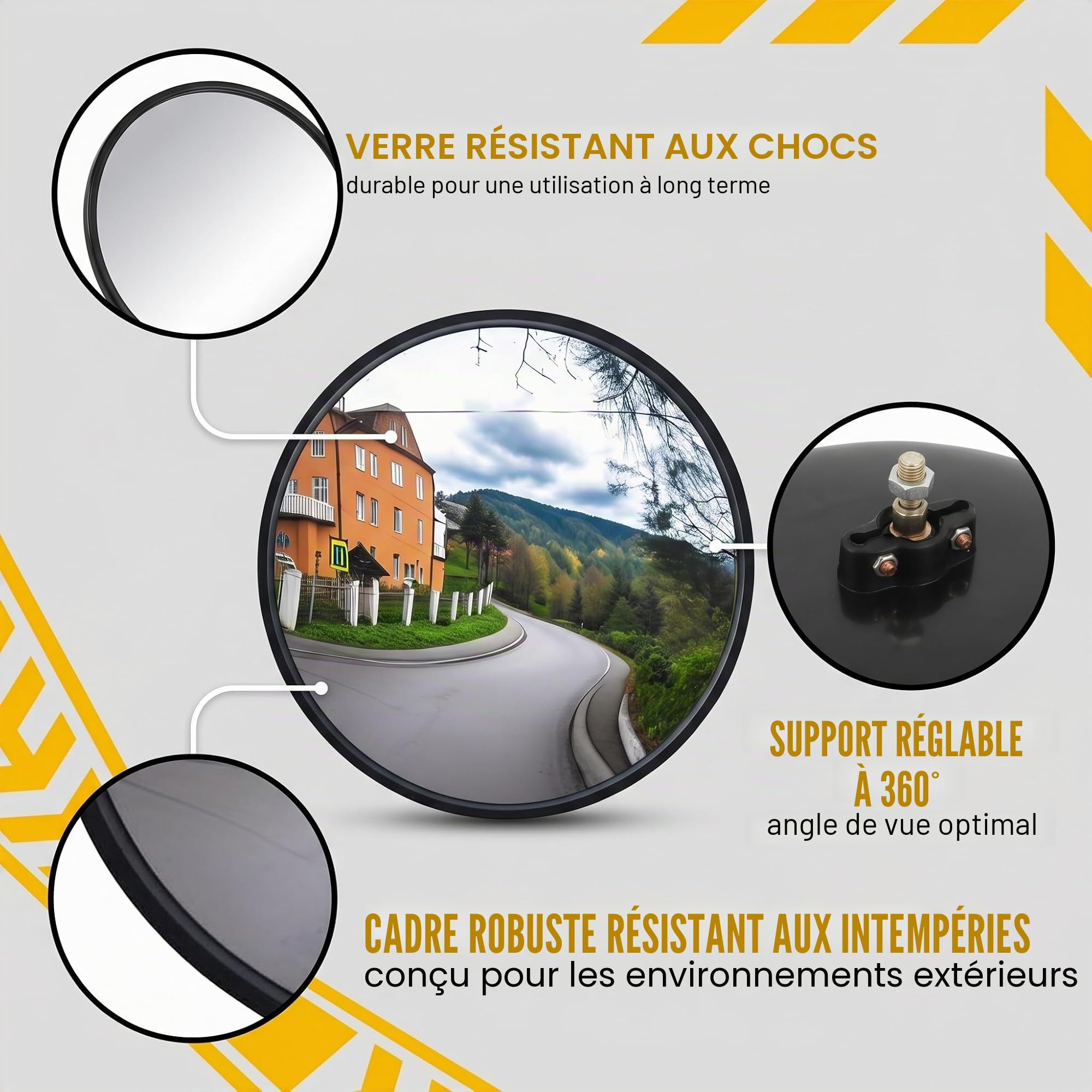 Mini Miroir Convexe De Circulation 17cm Grand Angle, Miroir Routier De Securite, Retroviseur Exterieur Et Interieur Incassable Pour Une Visibilite Maximale