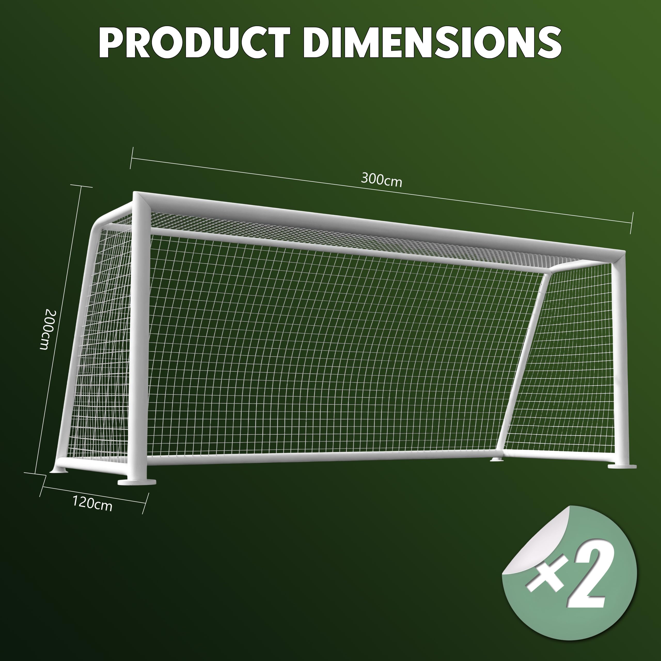 Lot de 2 Filets de But de Football 3 x 2 m TPE Rouge Jaune Bleu Vert 30 x 30 cm