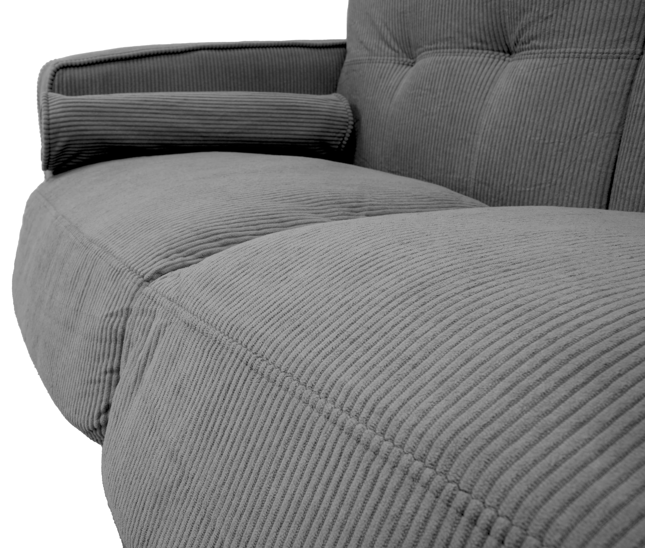 GARDENIA Sofá Fijo con Revestimiento de Terciopelo y Relleno de poliéster, con Patas de Madera y Cojines desenfundables Joy, Gris, 130 x 75 x 73 cm