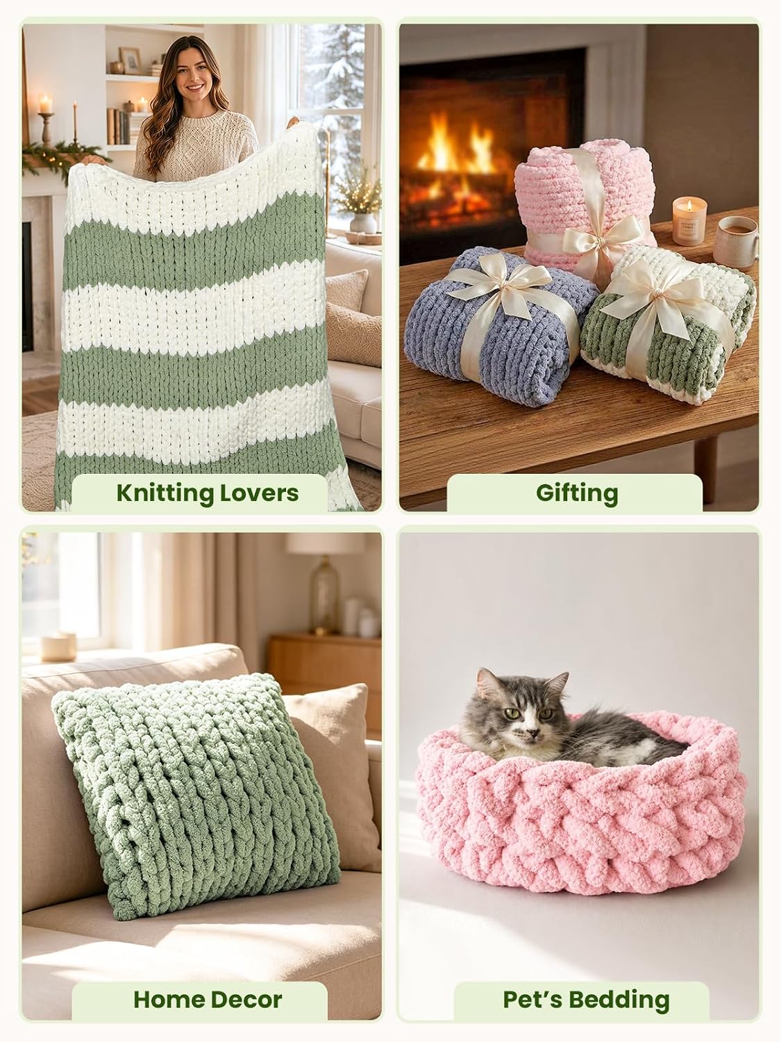 Chunky Yarn for Hand Knitting with 50" Loom,Jumbo Bulky Yarn for Crocheting