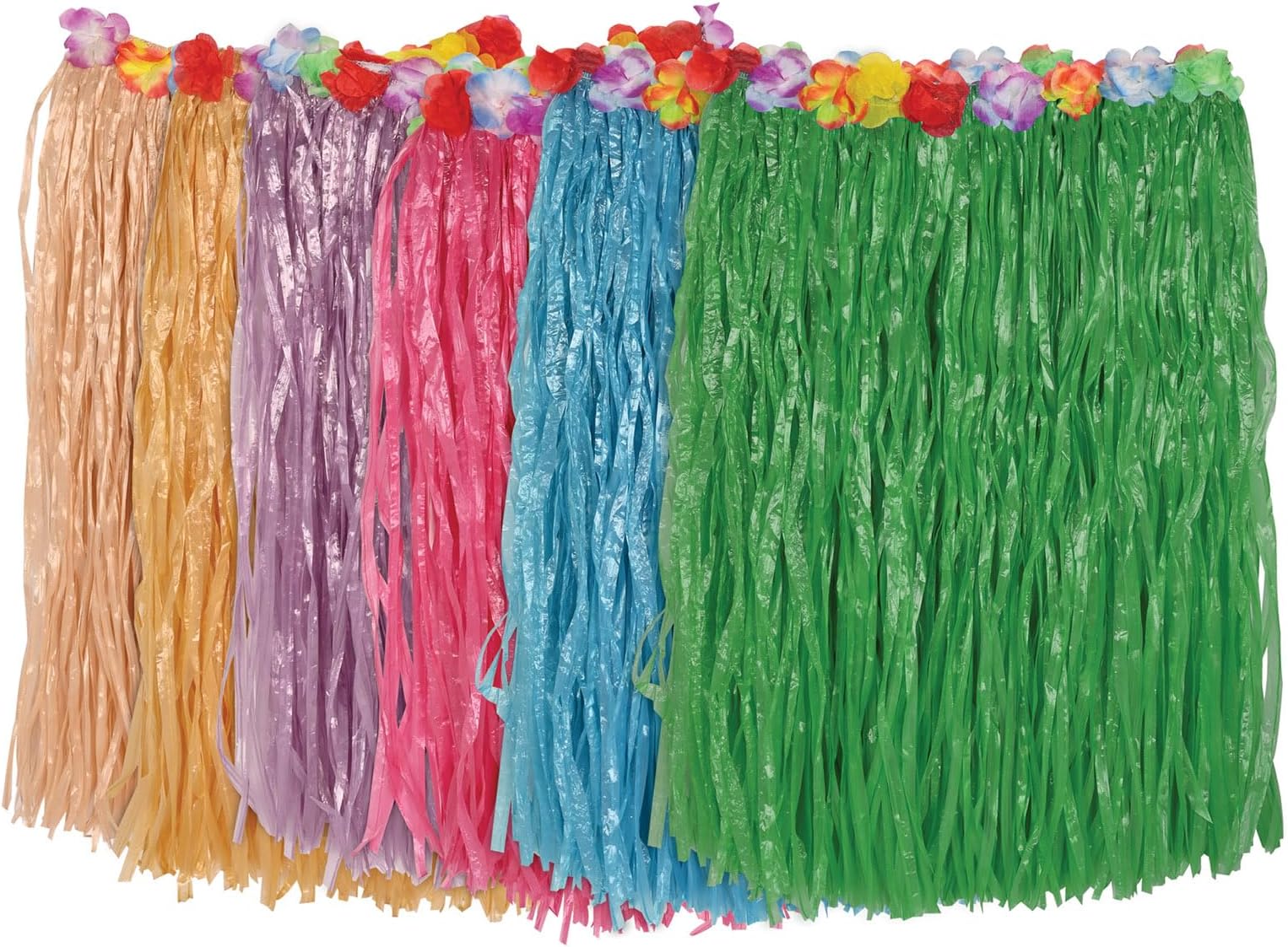 Child Artificial Grass Hula Skirt w/Floral Waistband (asstd colors)(1/Pkg)