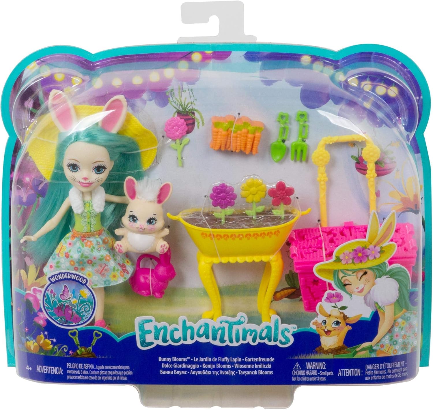 Enchantimals Bunny Blooms Playset with Fluffy Bunny Doll (6-in), Mop Animal Friend Figure, and 11+ Accessories, with Garden Bed, Removable Flowers, Yard Tools, and More, Great Gift for 3 8 Year Olds