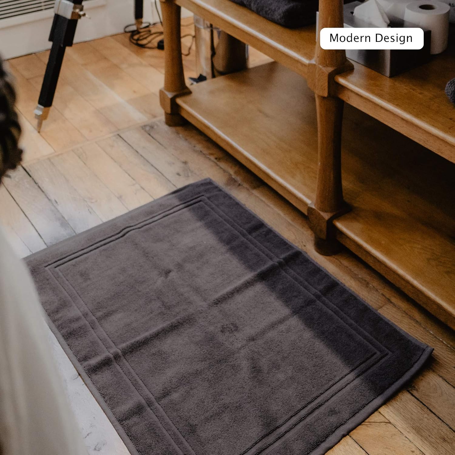 SLEEPZEN Bath Mats, Bathroom Mat Set of 2, Grey, 800gr, Organic Cotton Certified GOTS, 50x80cm, Bath Mat Set, Absorbent Mats - Image 5