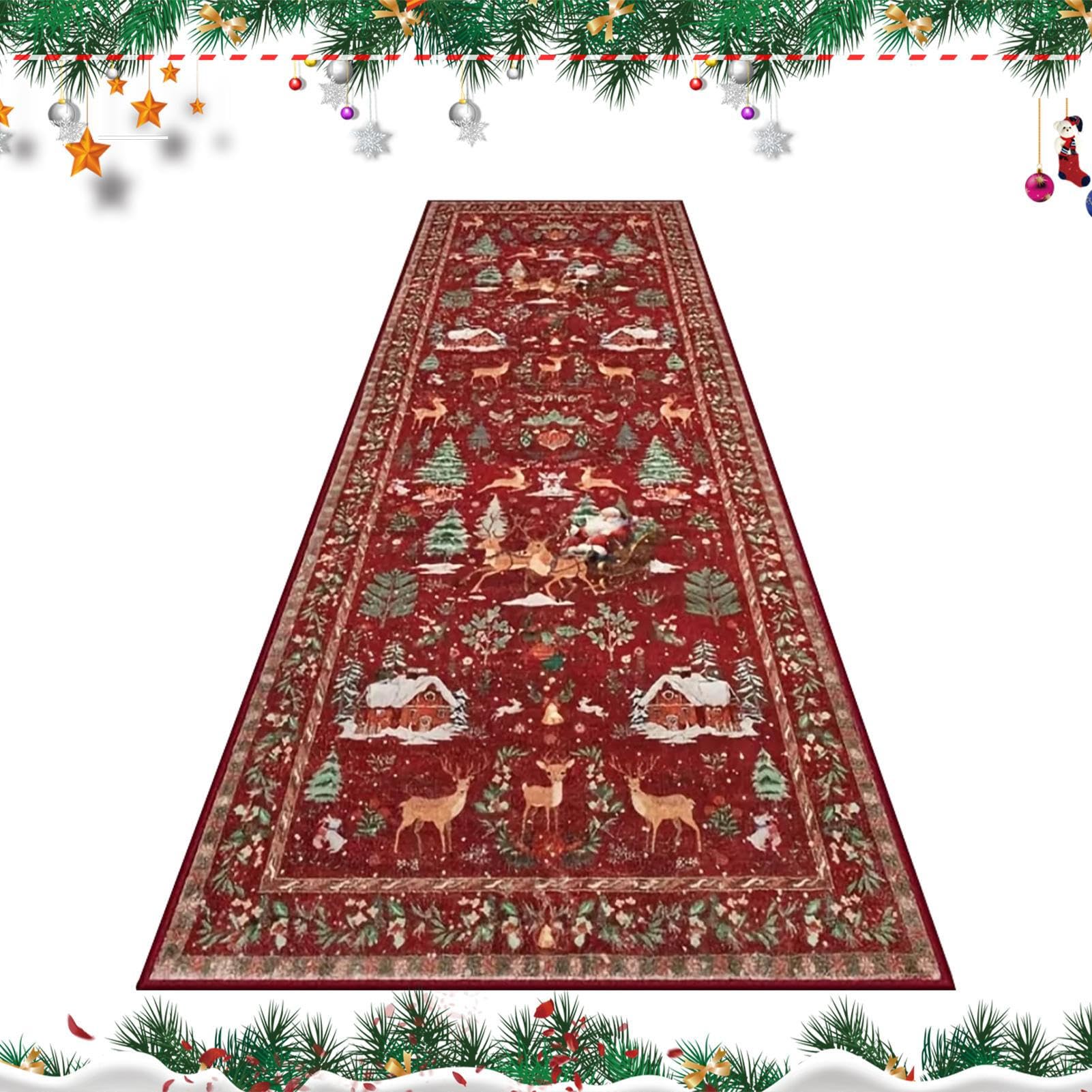 Tapis de Noël antidérapant lavable pour cuisine et couloir central