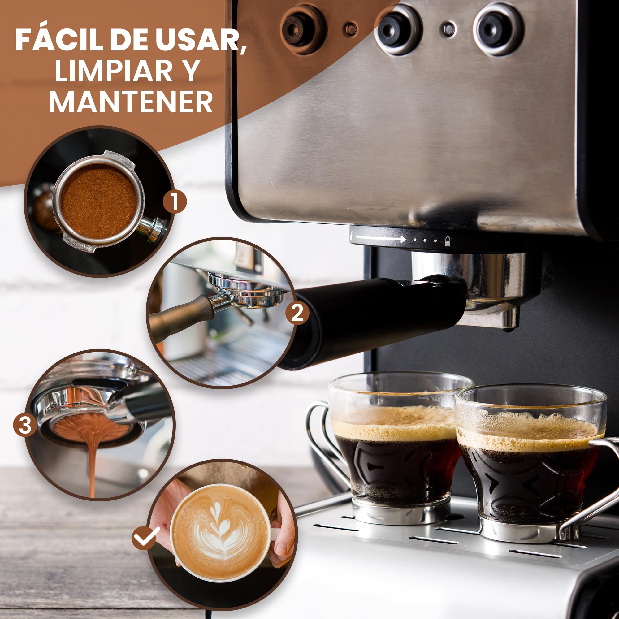 2x1 Filtros Presurizados para Cafetera Cecotec de 1 y 2 Tazas (51mm) - Pack 2 Filtro de Repuesto Resistente y de Fácil Limpieza - Accesorios de Recambio Duraderos para Cafetera Power Espresso Cecotec