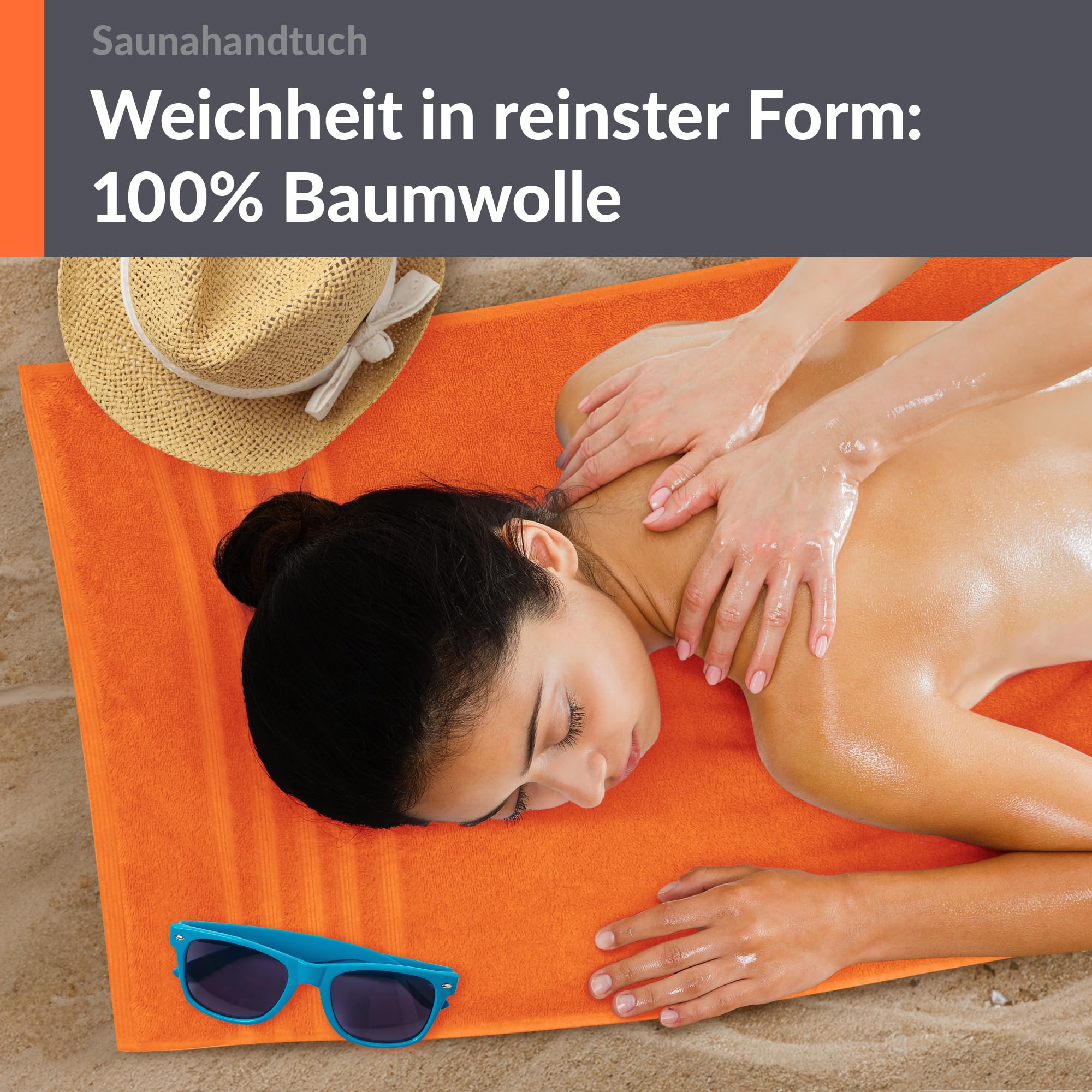 Lashuma Serviette XXL 85x200 cm, Drap de Bain Clémentines - Orange, London Serviette de Sauna