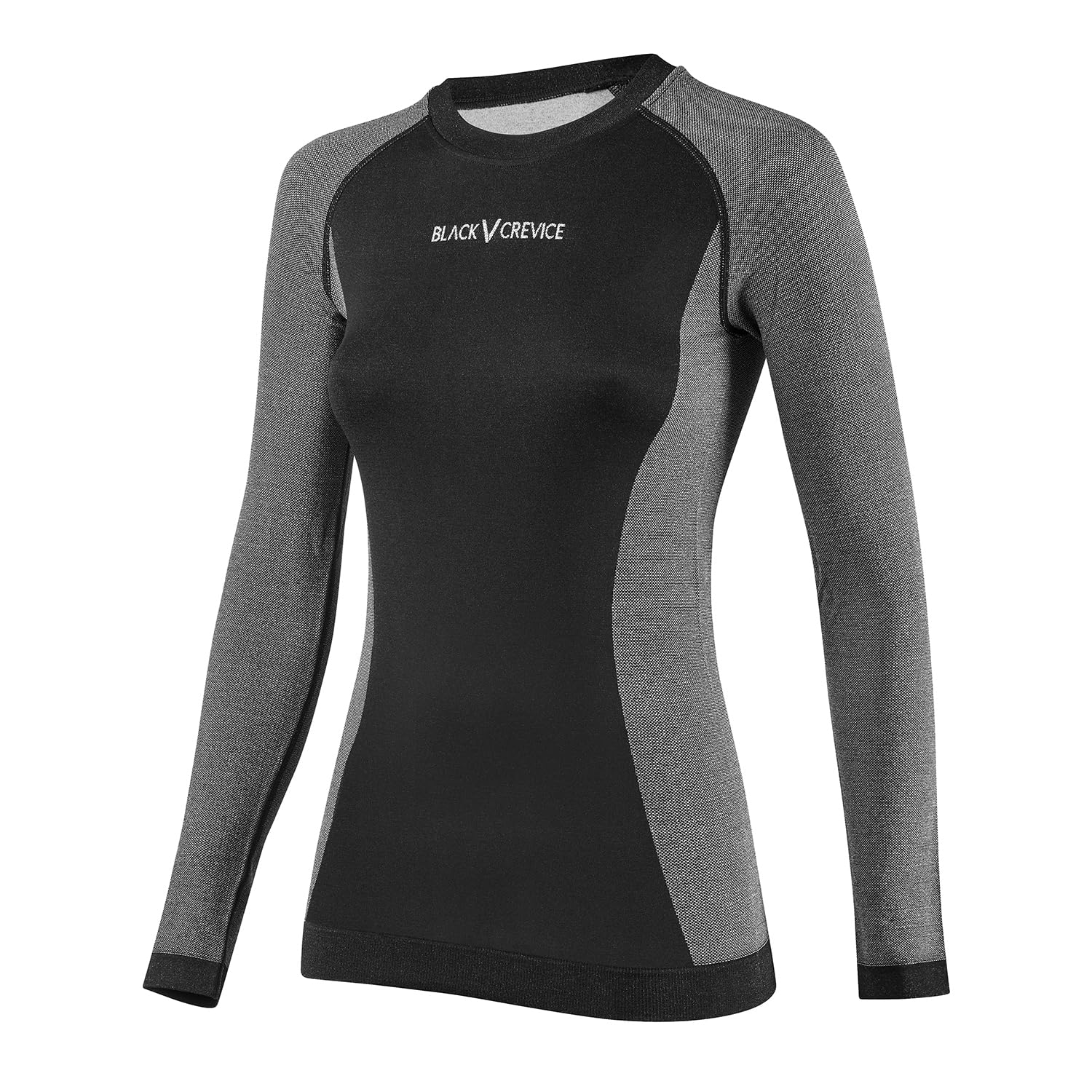 Black Crevice Damen-Funktionsunterwäsche-Set I Thermo-Langarmshirt & 3/4 Hose I Warme Damen-Skiunterwäsche I Winter Thermowäsche