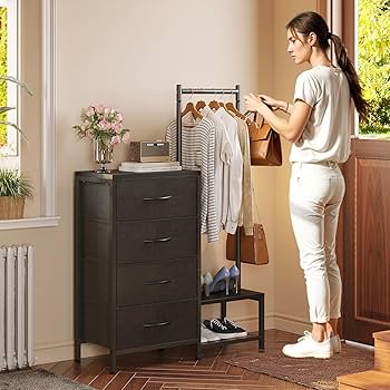 Amazon｜AODK ハンガーラック 布製引き出し付き ワードローブ チェスト