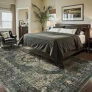 Olive Green Area Rug 6x9 Bedroom Rug Living Room Rugs Washable Soft Vintage Neutral Farmhouse Dining Room Rug Office Carpet Water Repellent Easy Care Non Slip