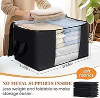 Vista 2 de Fab totes Paquete de 3 bolsas de almacenamiento plegables para mantas, contenedores de almacenamiento para organizar dormitorio, armario, ropa, Negro