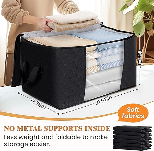 Miniatura 2 de Fab totes Paquete de 3 bolsas de almacenamiento plegables para mantas, contenedores de almacenamiento para organizar dormitorio, armario, ropa, Negro