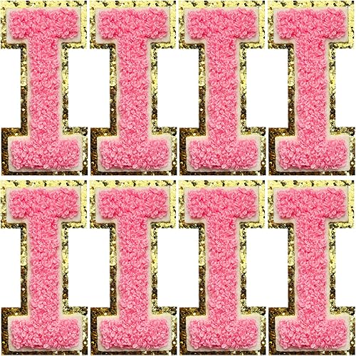 Miniatura 213 de Jongdari Letras termo-adhesivas para ropa, parche de letras de felpilla con brillantina del alfabeto, apliques para coser con adhesivo planchado, 8