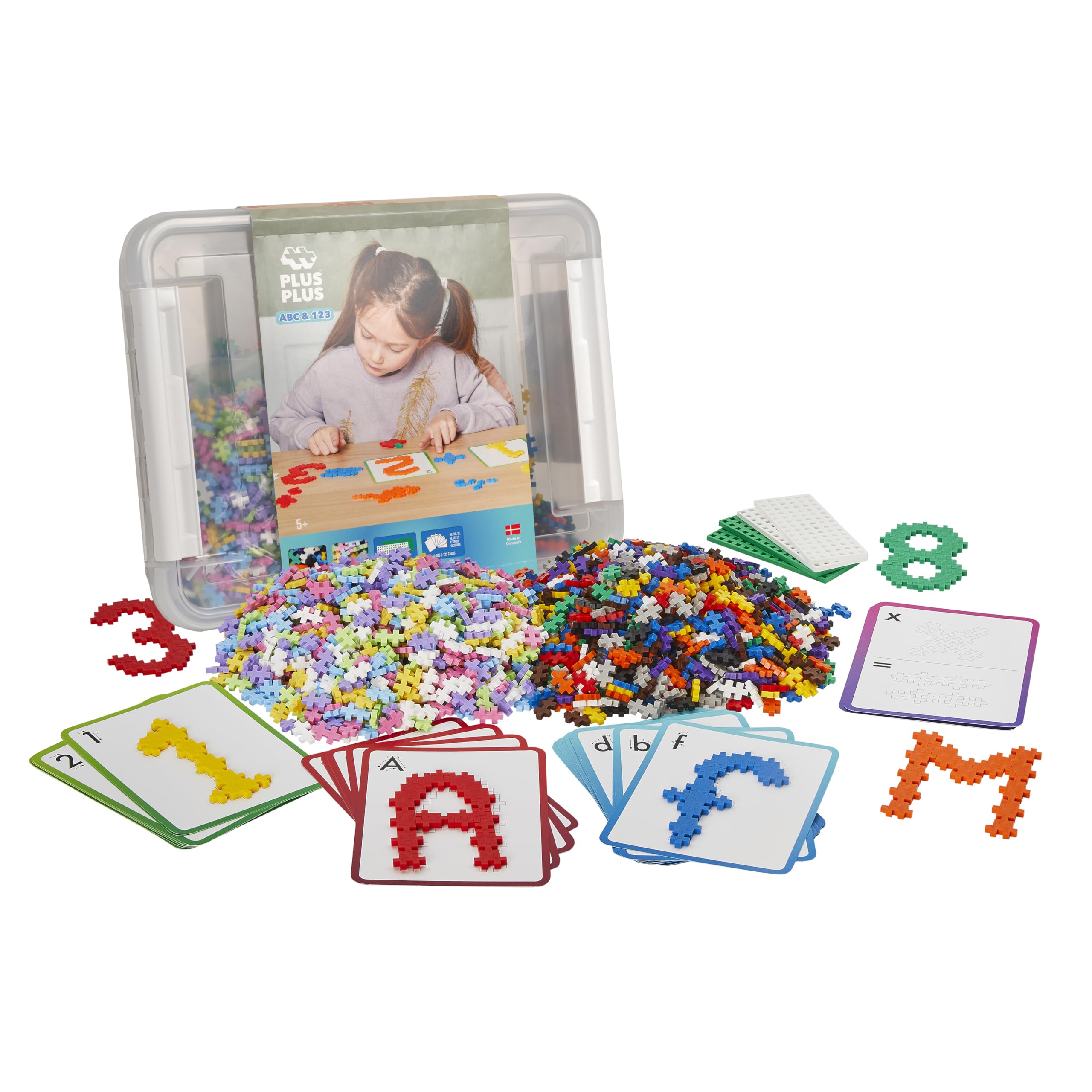 PLUS PLUS - Caja de Descubrimiento ABC & 123 - Juego de construcción educativa 2000 Piezas - PP3923