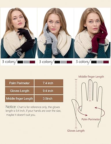 Miniatura 7 de Dimore Winter Gloves for Women with Touch Screen Fingers Warm Thick Texting