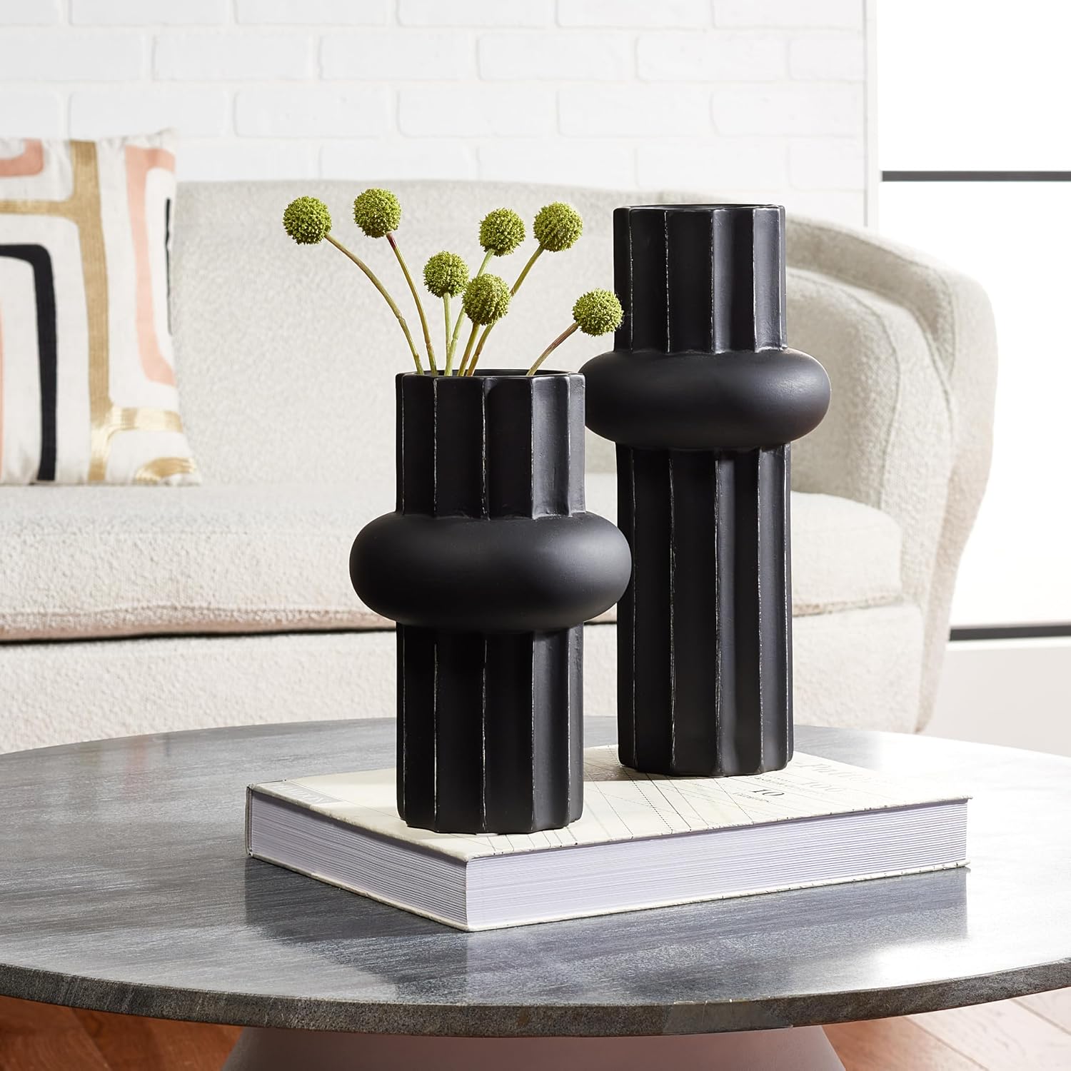 SAFAVIEH Home Collection Croix Antique Black Ceramic Decorative Vase Set of 2