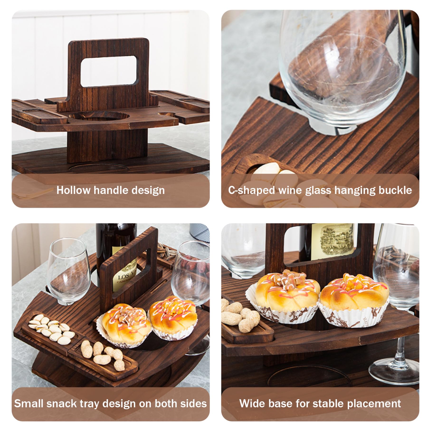 Tavolo da picnic portatile tavolo da picnic in legno tavolo da vino staccabile con 2 porta e snack, tavolo da picnic con manico per festa, picnic, campeggio, stile spiaggia 2, tavolo da picnic