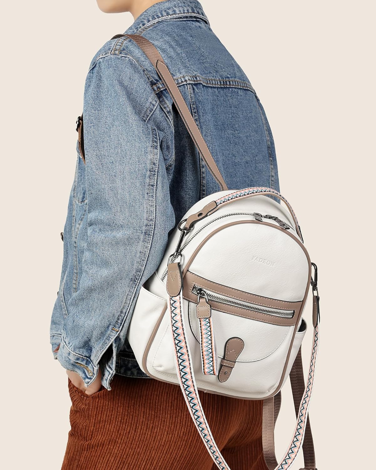 FADEON Mini Backpack Purse for Women, Designer Leather Cute Roomly Small Backpacks, Ladies Shoulder Backpack Fashion Handbag - Image 2