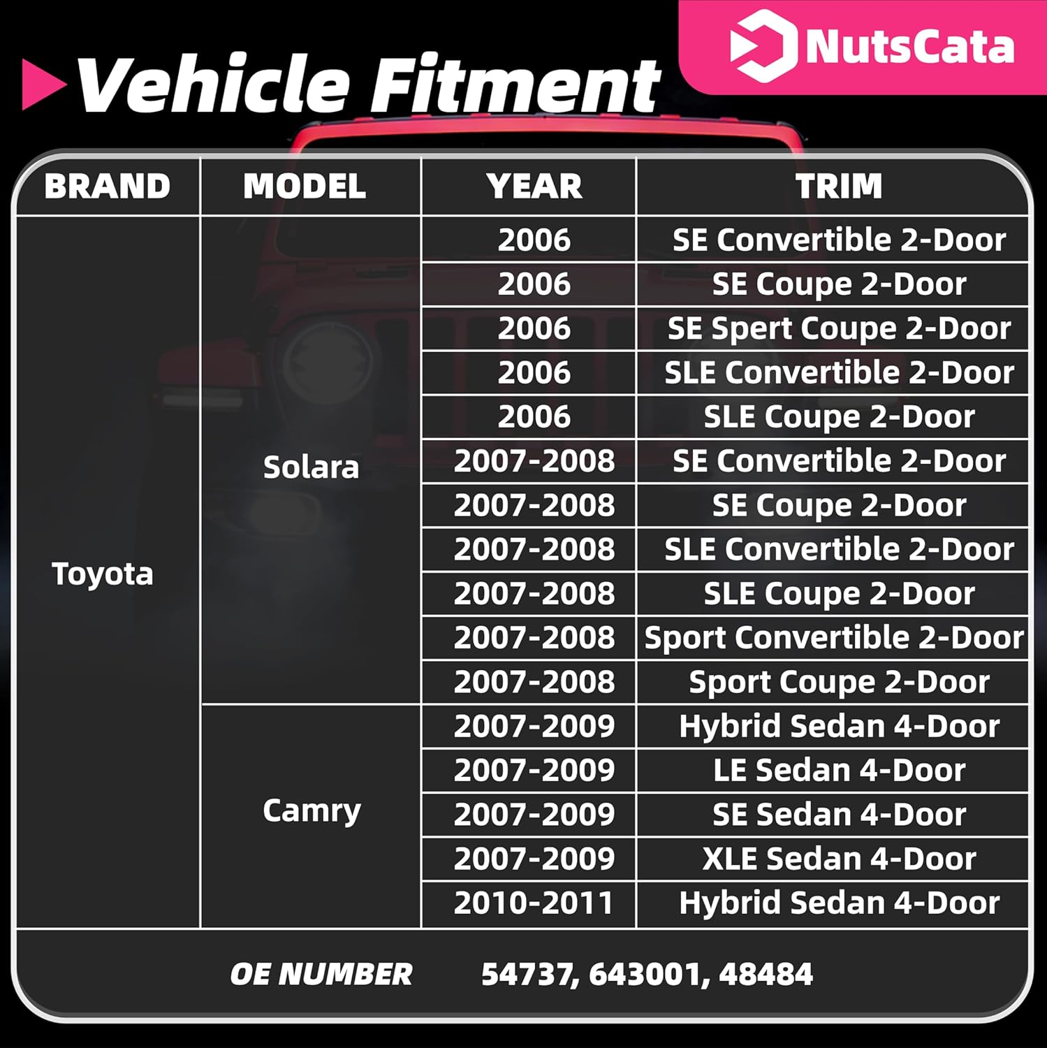 Catalytic Converter Direct-Fit Compatible with Toyota Camry 2007-2011, Solara 2006-2008 2.4L L4 EPA Compliant Replace OEM 54737