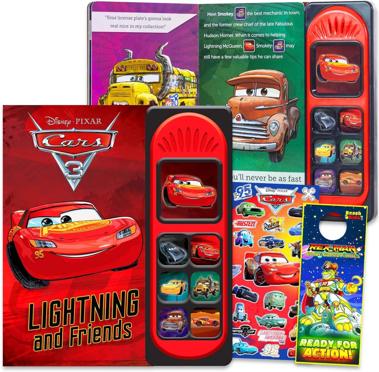 Disney Cars Sound Book for Toddlers - Lightning McQueen Activity Book Bundle with an Interactive Learning Sound Book Plus Stickers, More | Disney Cars Gifts for Kids