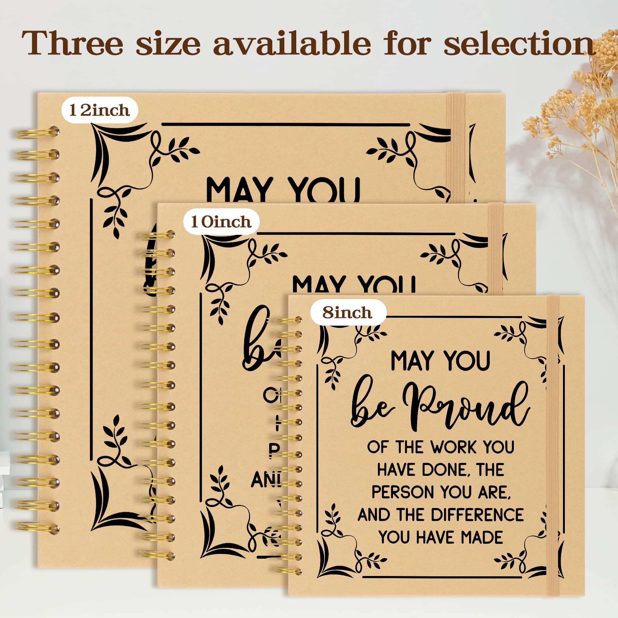 Sammelalbum mit Aufschrift "May You Be Proud of The Work You Have Done", blanko, DIY-Album für Mitarbeiter, Kollegen, Abschiedsgeschenk, Happy Retirement, Spiral-Scrapbook (Braun, 25,4 x 25,4