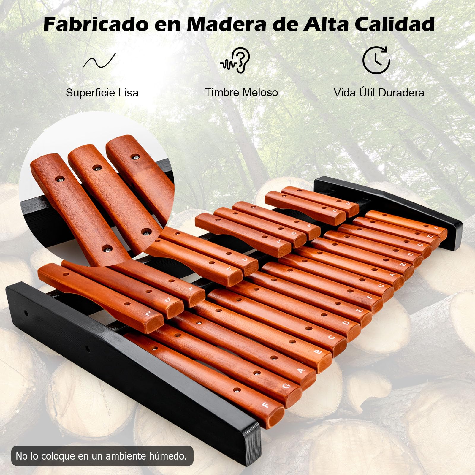 GOPLUS Xilófono de 25 Notas, Xilófono Madera con 2 Mazos y Bolsa de Transporte, Instrumento Musical Portátil con Bueno Sonido, Instrumento de Percusión de Madera, para Niños y Adultos