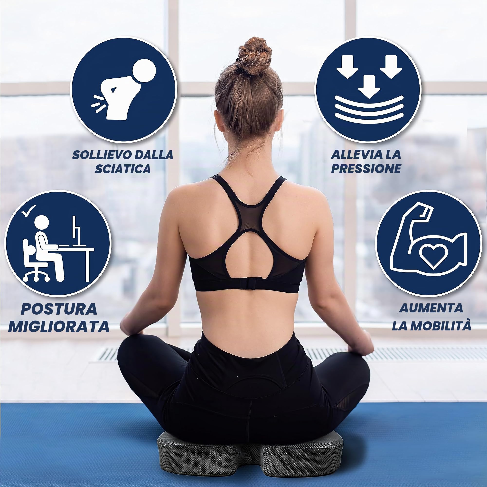 EcoNour Cuscino per coccige | Cuscino in memory foam per sollievo dal dolore alla schiena, sollievo dal dolore al coccige sciatica, ortopedico in gel antiscivolo, per sedia da ufficio, sedia a