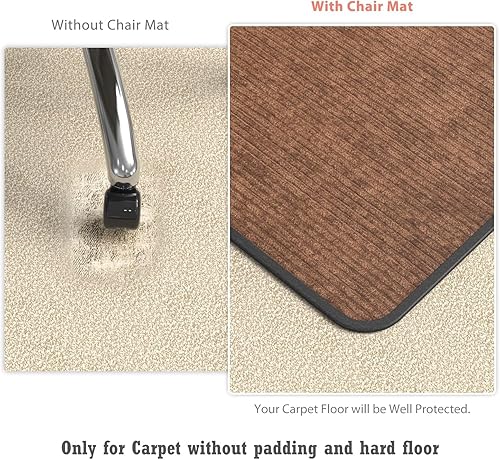 Miniatura 12 de Placoot Tapete para silla de escritorio para suelo de madera dura y azulejos, 55 x 35 pulgadas, tapete para silla de oficina para sillas rodantes