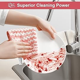 JOYMOOP Microfiber Cleaning Cloths - 18 Pack, 10 x 10, Pink - Reusable, Lint-Free, Super Absorbent Towels for Kitchen, Car, and Household Cleaning