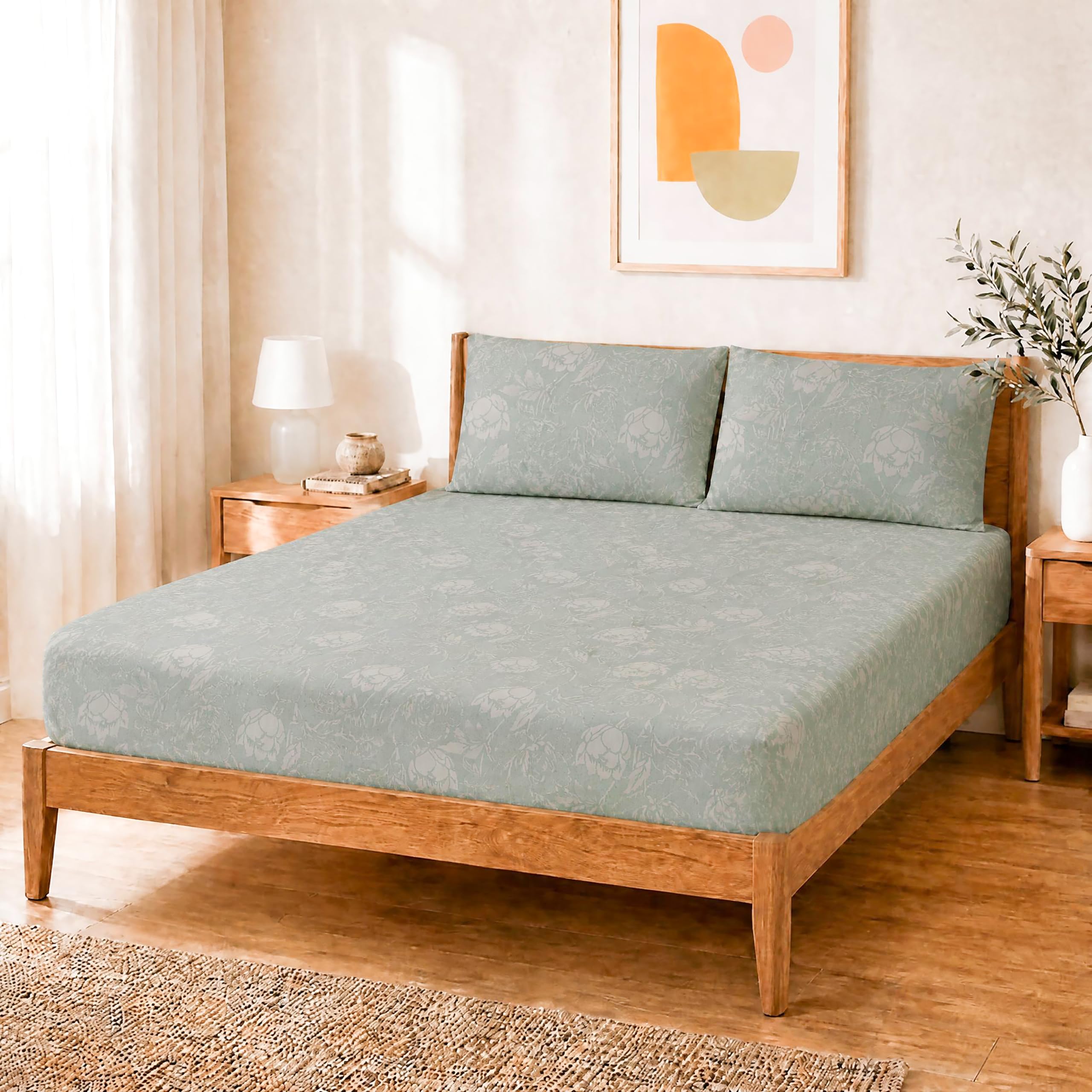 Salt Earth Queen Fitted Sheet - Cotton Feel & Deep Pocket -8