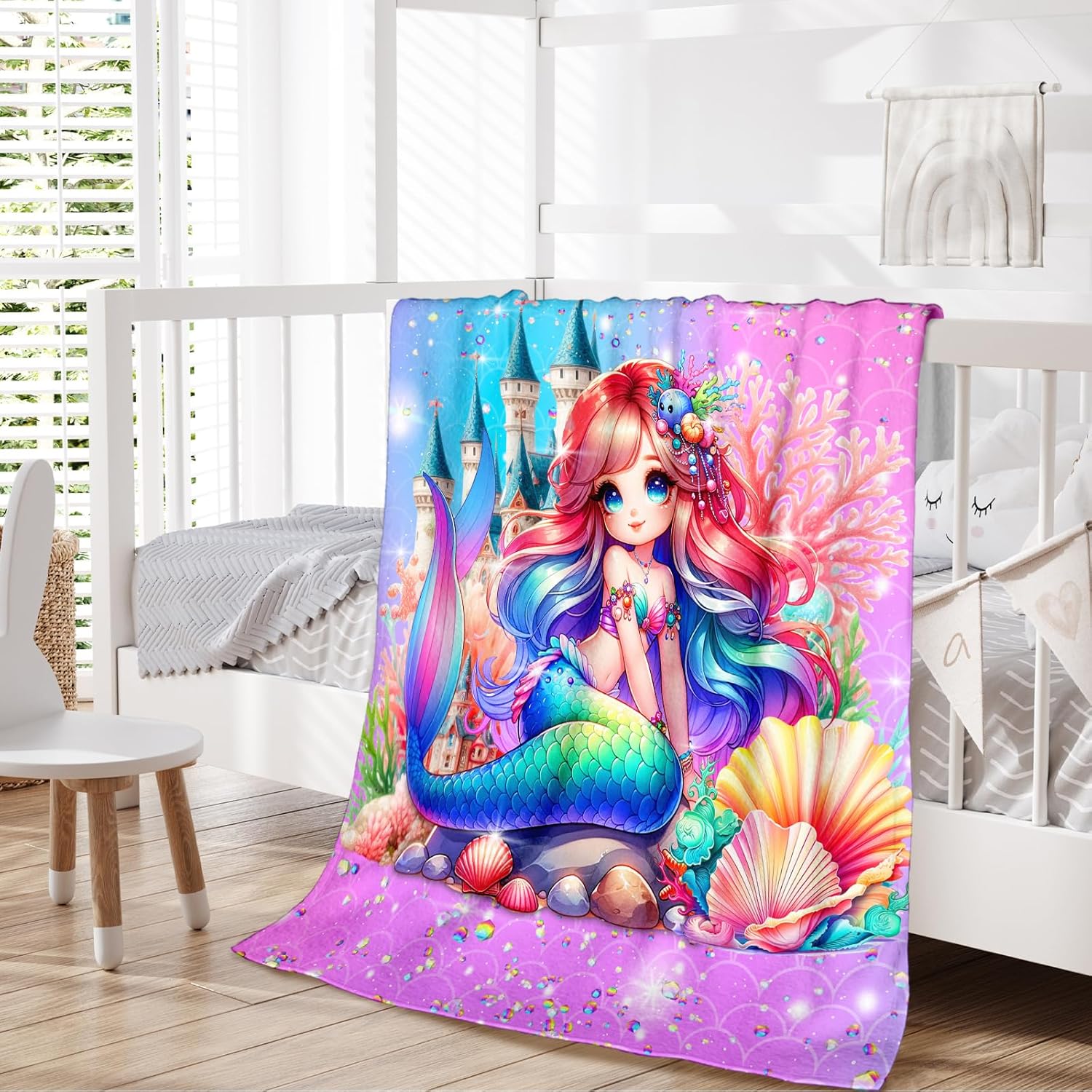 Girls Mermaid Blanket Gift, Throw for Kids Teens Adults 50x60 Inches Lightweight Cozy Pink Cute Mermaid Throw Blankets for Sofa Couch Bed Trip Car - Image 6