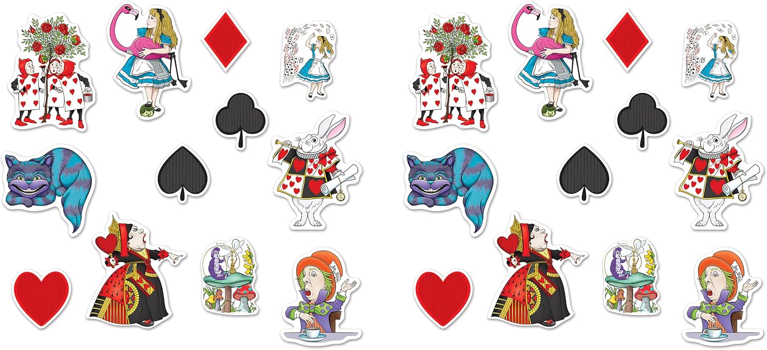 Beistle , 24 Piece Alice in Wonderland Cutouts, 6" to 12", Multicolor