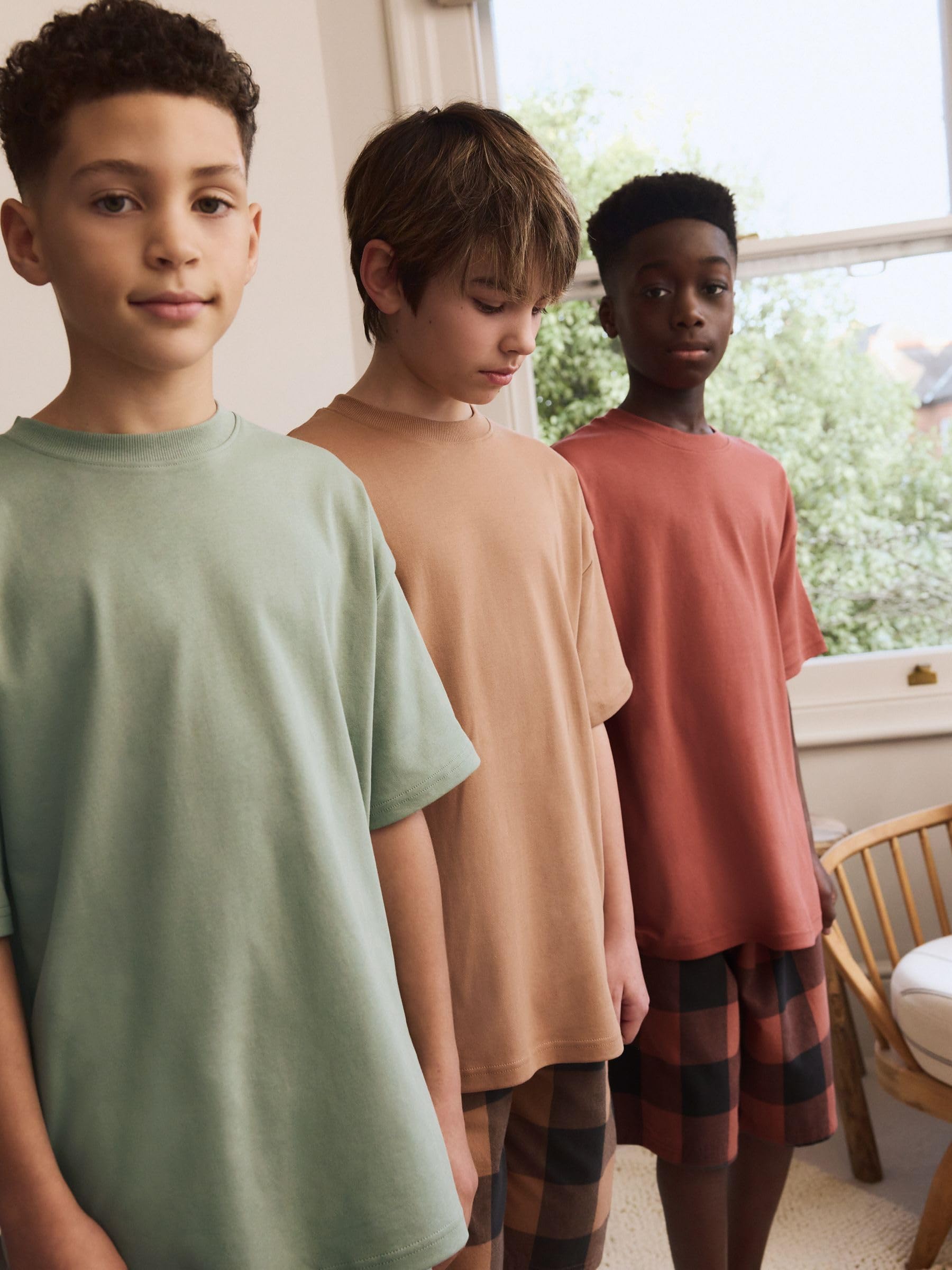 NEXT Garçon Pyjama Short tissés à Carreaux, Lot de 3