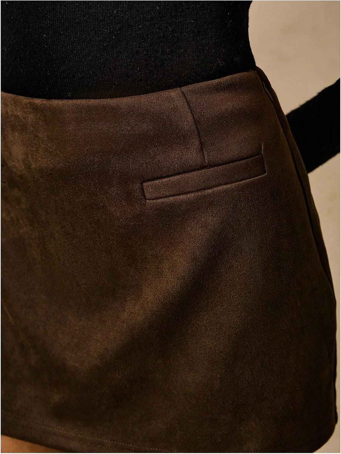 Milumia Women's Faux Suede Mini Skirts Fall A Line Casual Short Skirt with Shorts Underneath - Image 4