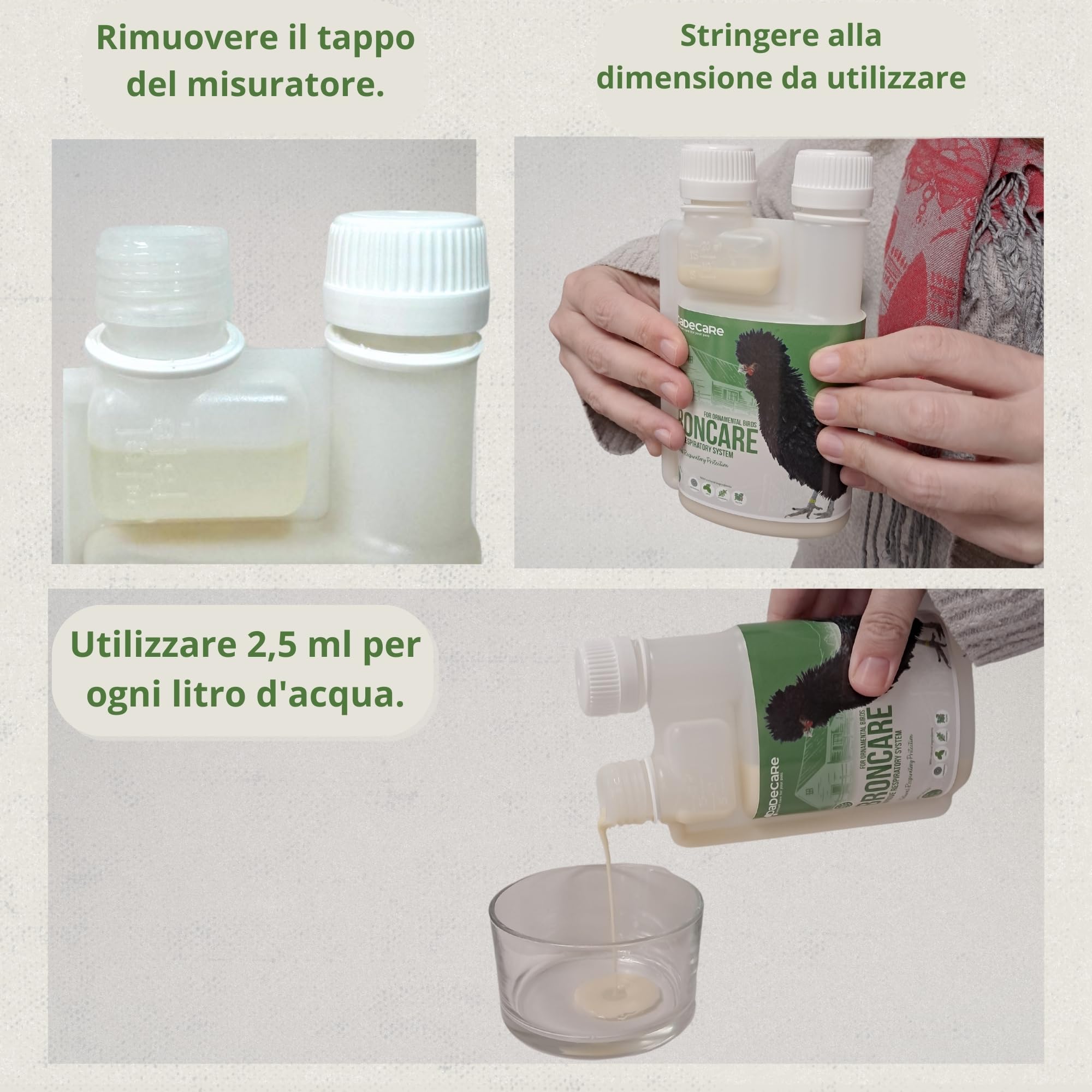 Broncare Respiratorio 250 ml con ADEC - Polli, Uccelli da Cortile ed Esotici - Oli Essenziali, Supporto Immunitario e Respiratorio - Equiseto, Menta, Timo e Rosmarino