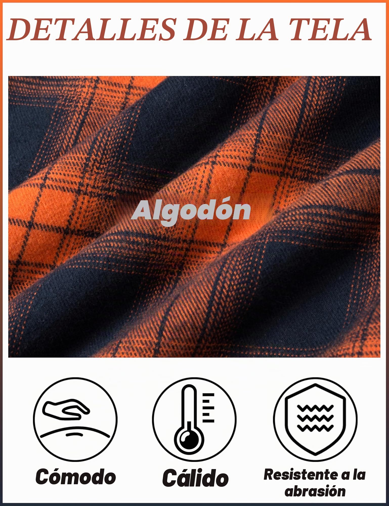 KEFITEVD Camisa A Cuadros Cálida para Hombre Camisas A Cuadros Manga Larga Casual Primavera Tops con Bolsillos Algodón