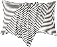 Vista 29 de JELLYMONI - Juego de 2 fundas de almohada de algodón 100% natural a cuadros, color blanco con cuadrícula negra, patrón geométrico estampado