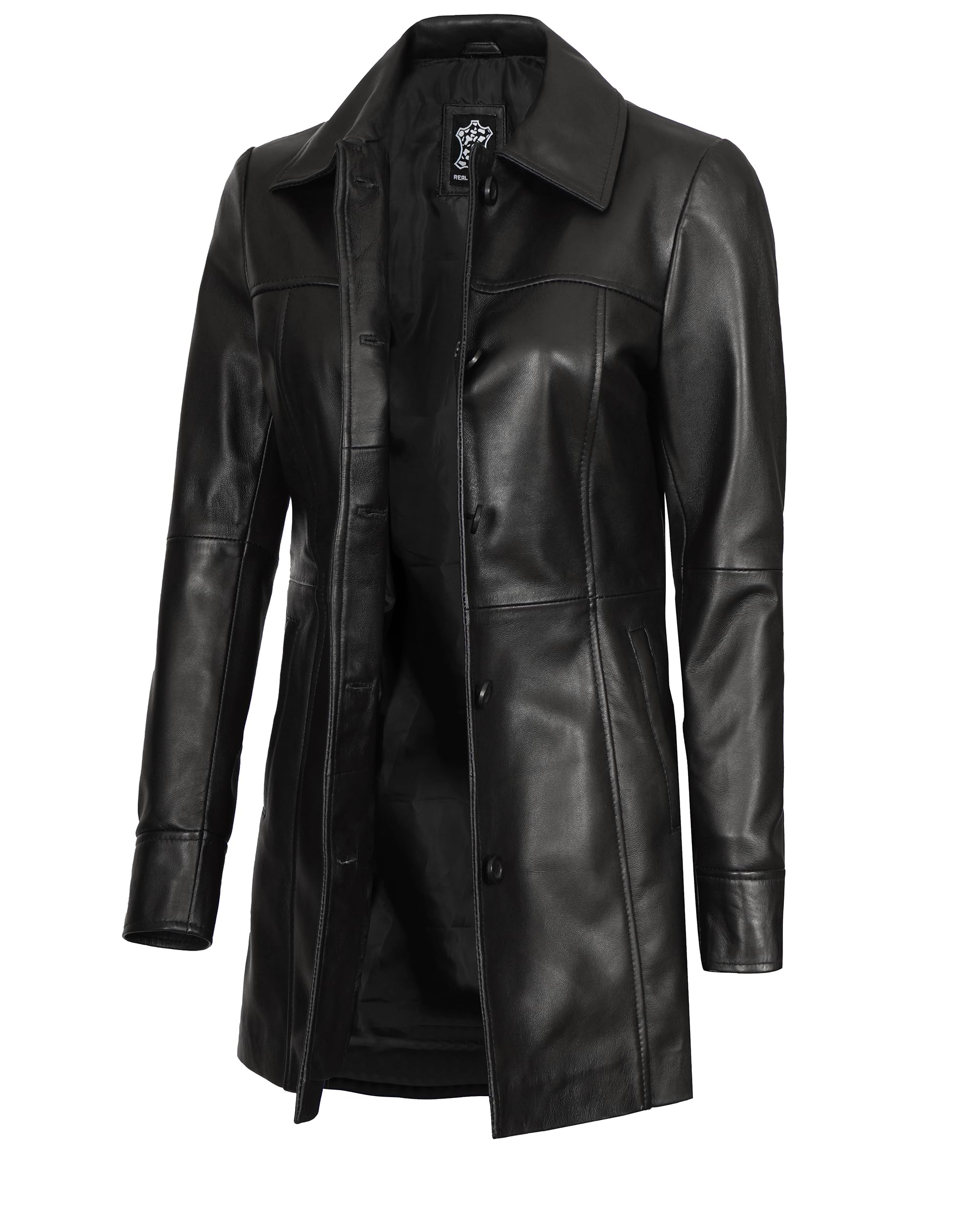 fjackets Real Leather Jacket Women - Lambskin Leather Car Coats For Womens - Stylish Soft Womens Long Coats
