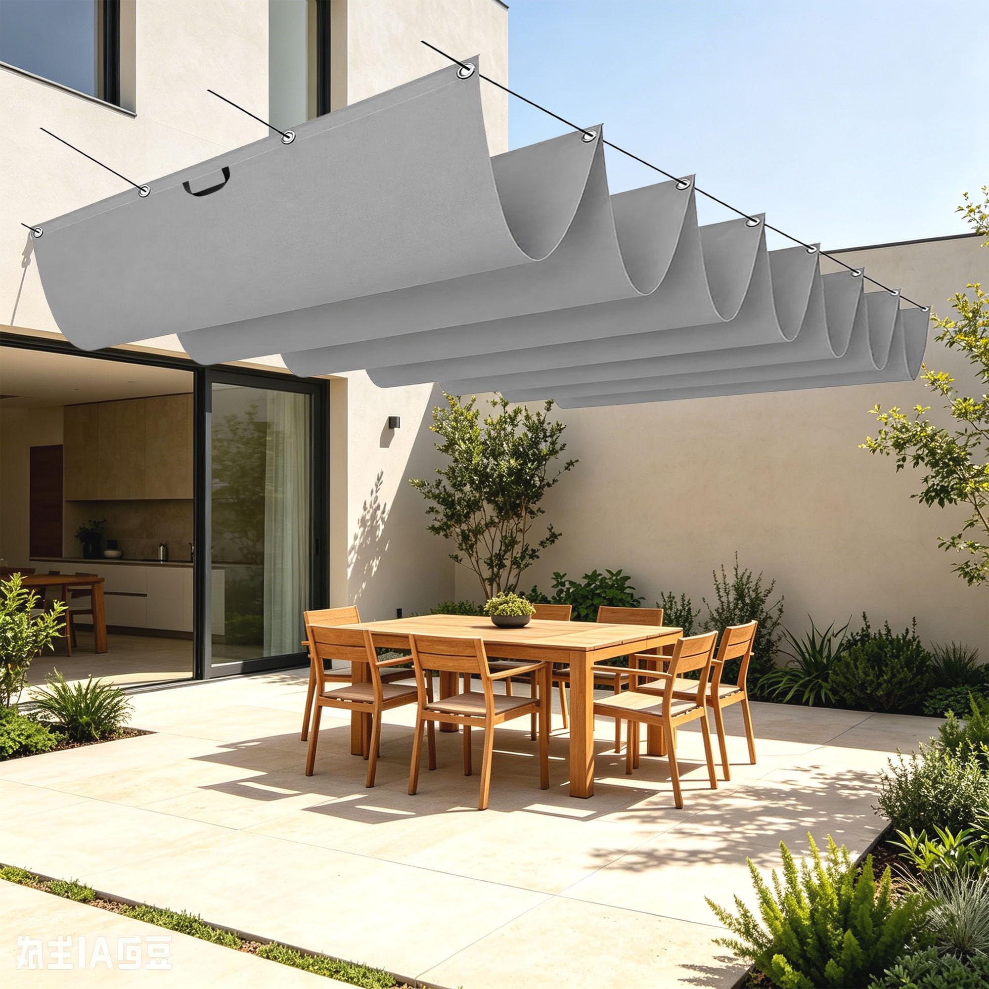 Voiles d'ombrage 350 x 300 cm au fini soigné pour terrasse haut de gamme