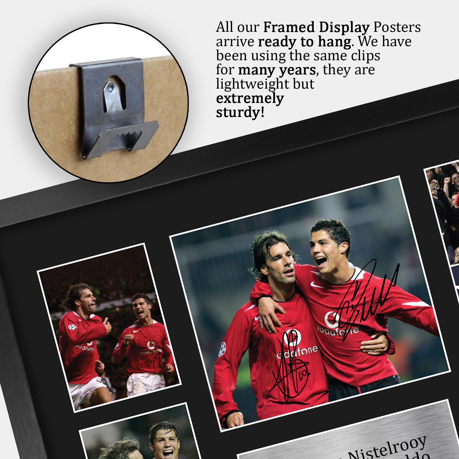 HWC Trading FR A3 Cristiano Ronaldo & Ruud van Nistelrooy Gedruckte Memorabilien Signiertes Autogramm Fotodisplay für Fußball Anhänger und Fans - A3 Gerahmt