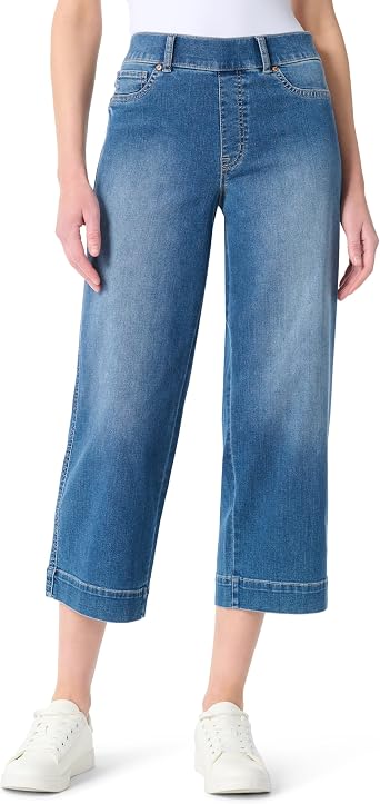 Gloria Vanderbilt Womens Shape Effect Pull on High Rise Wide Leg Crop Standard