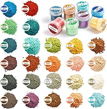 Mica Powder for Epoxy Resin - Epoxy Pigment Powder 24 Color Pack - Pearlescent Mica Powder for Resin - Soap Colorant Dye - Resin Pigment Powder 24 Jars Set