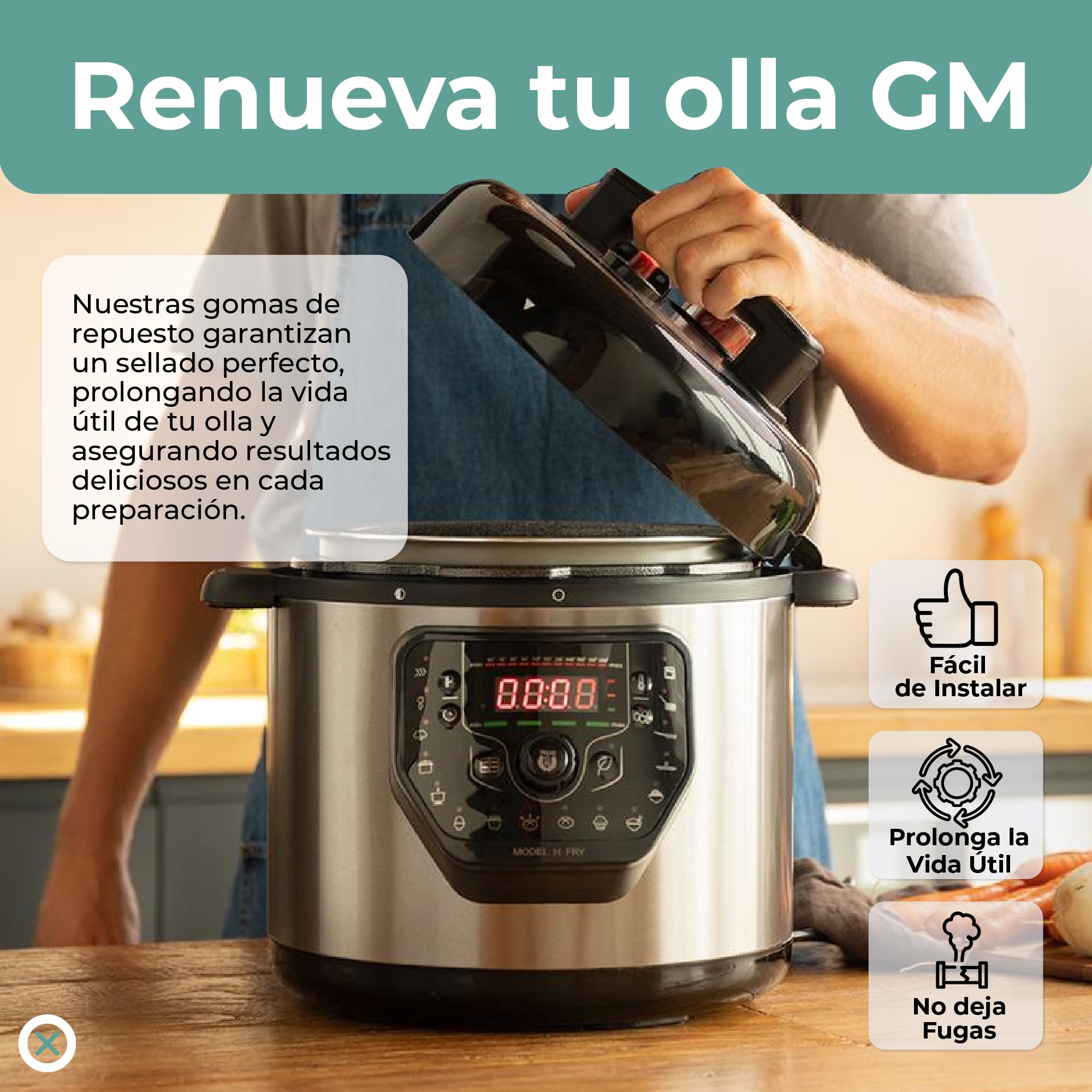 Pack 5 Gomas de Silicona para Ollas GM Compatible Series B C D E F G H Cocimix Diámetro 22 cm 5-6L Junta de Sellado