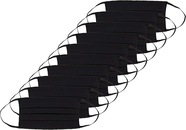 Oscar Apparels Reusable Face Mask, 100% BCI Cotton with Elastic Loop, Adult (10 Pack)