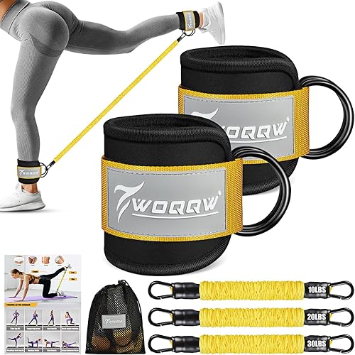 Ankle Resistance Bands with Cuffs, Leg and Glutes Workout Equipment, Resistance Bands with Ankle Straps for Cable Machine Kickbacks, Booty Workouts, Lower Body Exercises - Home Gym Exercise Equipment