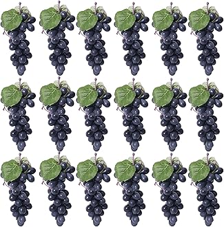 VEOAY 15 Bunches Fake Grapes Rubber Grape Bundles Fake Fruits for Home House Kitchen Party Wedding Photography Decor - Black