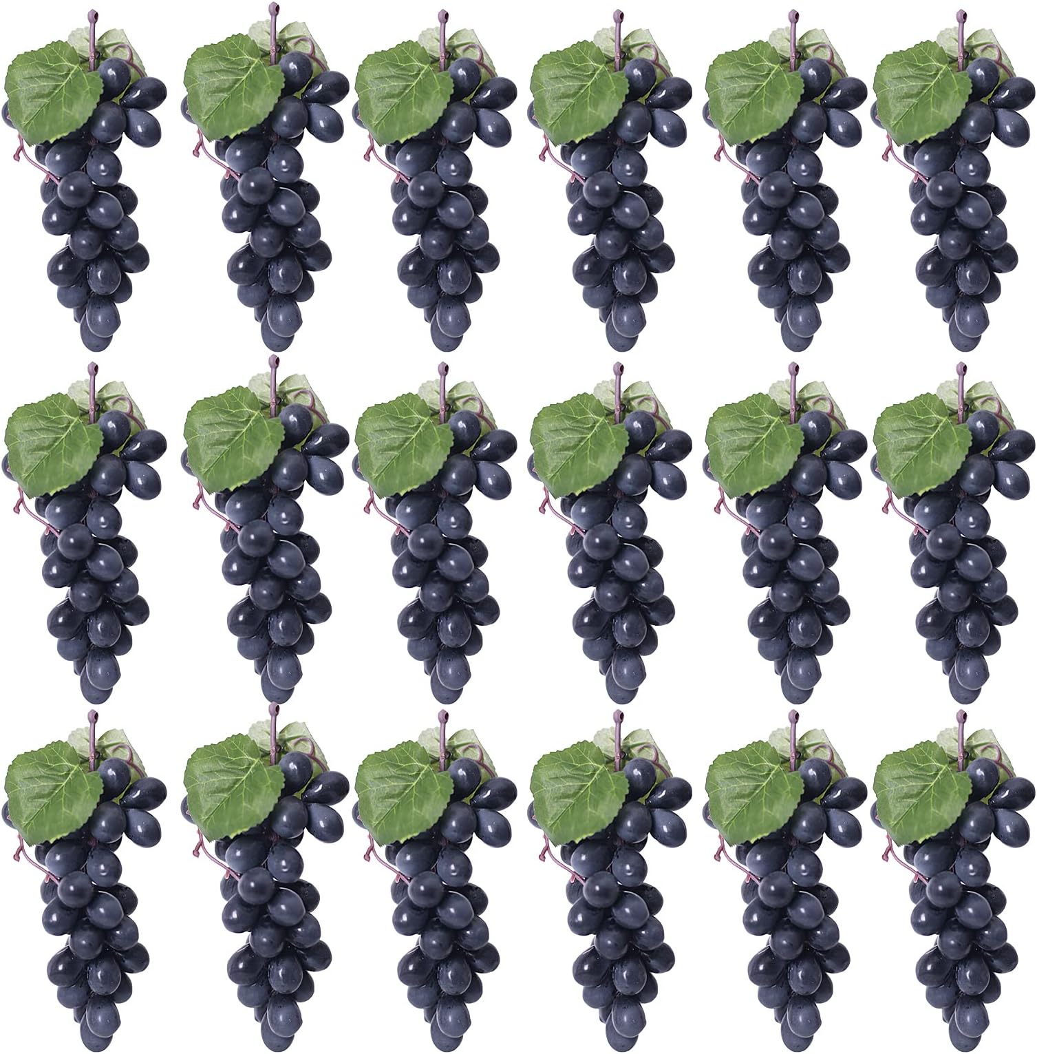 VEOAY 15 Bunches Fake Grapes Rubber Grape Bundles Fake Fruits for Home House Kitchen Party Wedding Photography Decor - Black